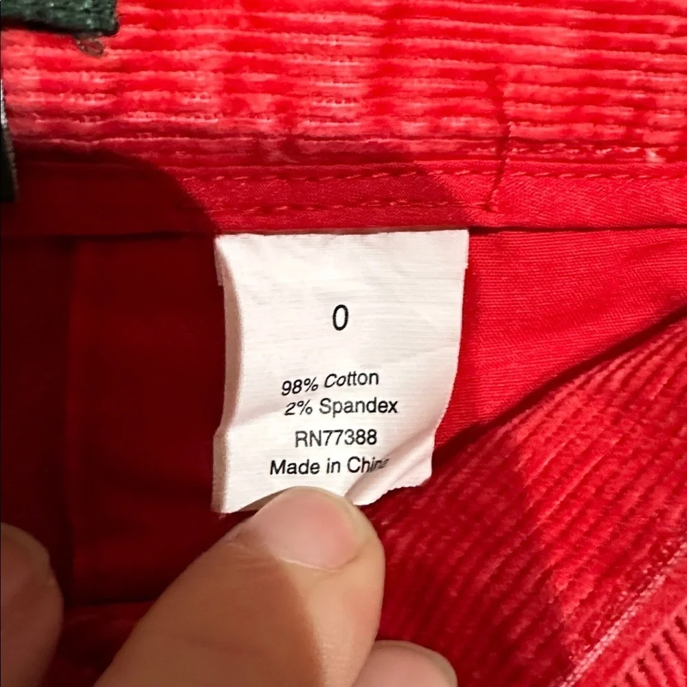 J. Crew Vibrant Red Corduroy Pants city fit